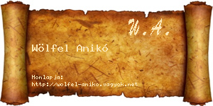 Wölfel Anikó névjegykártya